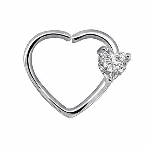 Fashion Ogquaton Corazón Cubic Zirconia con Incrustaciones En Forma de corazón Nariz Aro