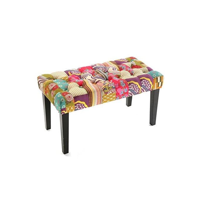 Elemento de la categoría hogar Versa 19500261 Taburete pie de Cama Pink Patchwork Banco