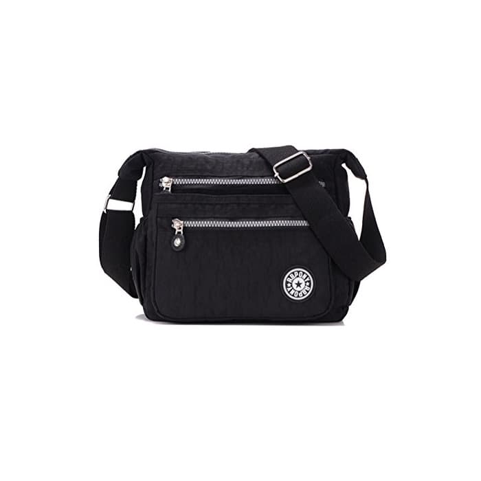 Product TTD Bandolera Multi Bolsillo Bolso Ocio Bolsa Viaje Mensajero Bolsas Impermeable-negro