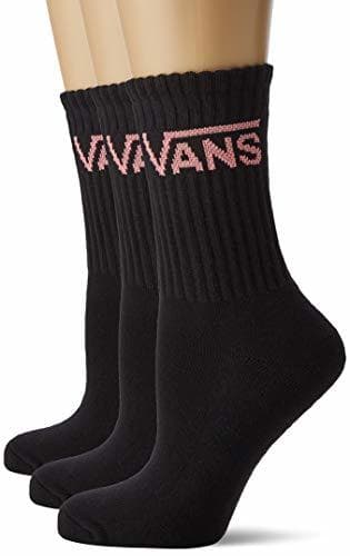 Moda Vans WM Classic Crew Wmns 6.5-10 3pk Calcetines, Negro