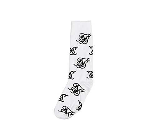 Moda SikSilk Calcetines blancos unisex estampados logo Sik Silk