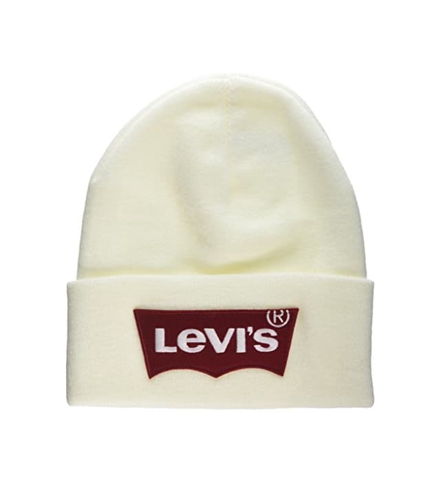 Fashion Levi's Oversized Batwing Beanie Gorro de Punto, Blanco