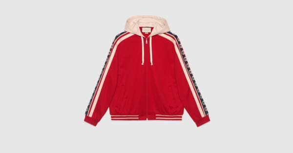 Moda Red Technical Jersey Bomber Jacket | GUCCI® QA