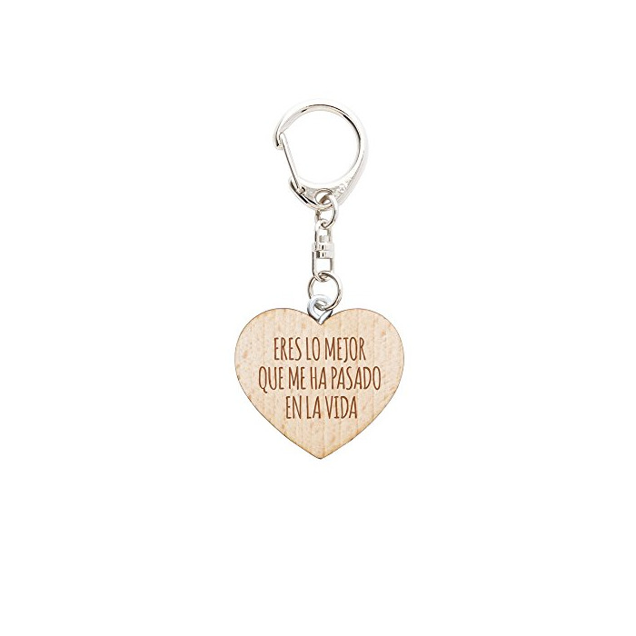 Producto Gravado Llavero de Madera con Forma de Corazón