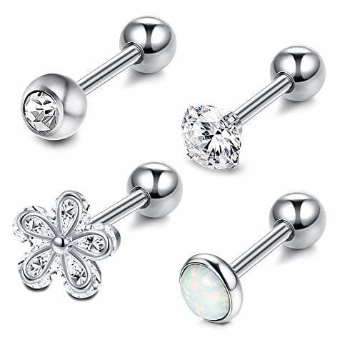 Moda Milacolato 16G 6mm Pendiente de Cartílago Stud CZ Flor Barbell Adelante Auricular