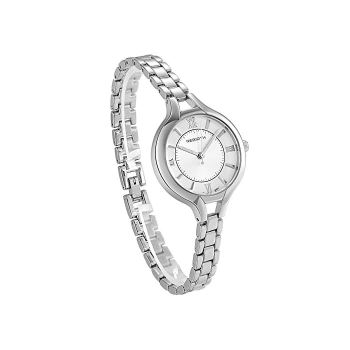 Moda JewelryWe Classy Large Reloj de Cara con Fina Pulsera de Plata Banda