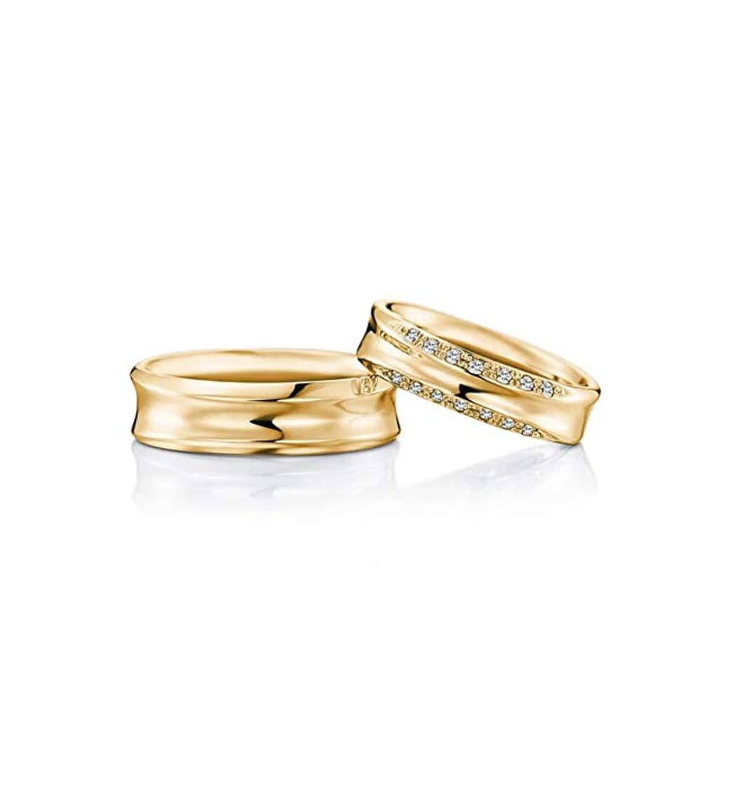 Producto AmDxD 2 Piezas Anillos de Oro Amarillo 18 Kilates Redondo Doble Diamante