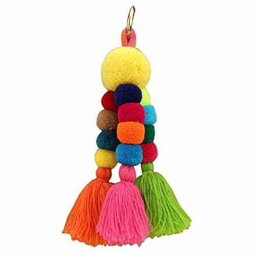 Electrónica Nowbetter Llavero con Flecos de Hilo de Pelota Pom Pom