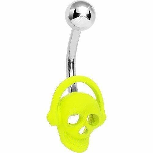 Moda BodyCandy Amarillo Neón Mecedora Fuera Calavera Ombligo Piercing de Ombligo