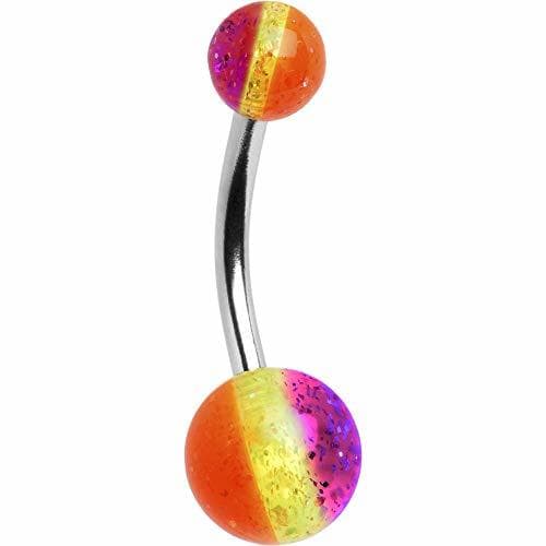 Moda BodyCandy Fruta Acrilico a Rayas Bola y Acero Inoxidable Plátano Ombligo Piercing