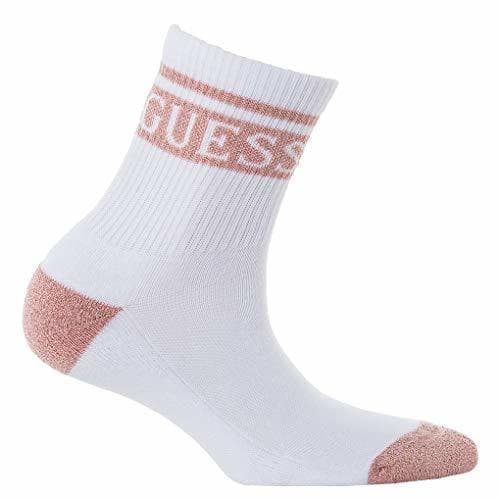 Moda Guess Calcetines de Mujer - Calcetines de Tenis, Detalles Brillantes, Logotipo, Talla