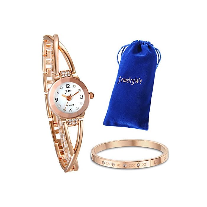 Fashion JewelryWe Juego de Pulsera con Reloj Oro Rosa