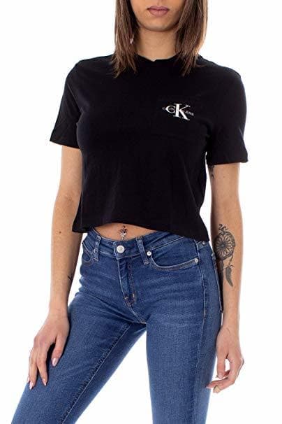 Moda Calvin Klein Jeans Cropped Monogram W Camiseta Black