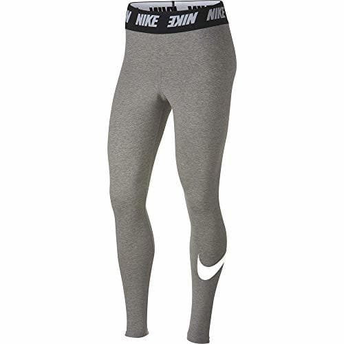 Moda Nike Sportsware Club HW Mallas, Mujer, Gris/Blanco