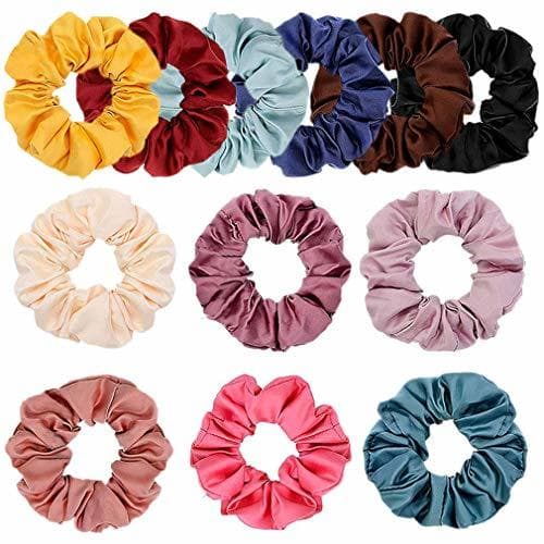 Beauty Dsaren 12 Piezas Scrunchies de Pelo Seda Banda de Pelo Elastica Coletero