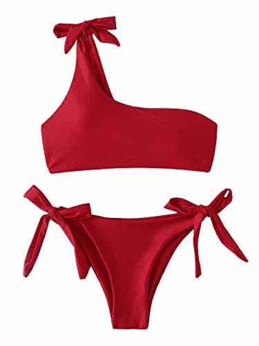 Moda SOLY HUX Mujer Conjunto De Bikini con Un Hombro con Cordón Lateral