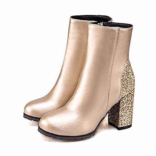 Moda Botas de Mujer Tacones de Fiesta Talón Grueso Punta Puntiaguda Lentejuelas PU