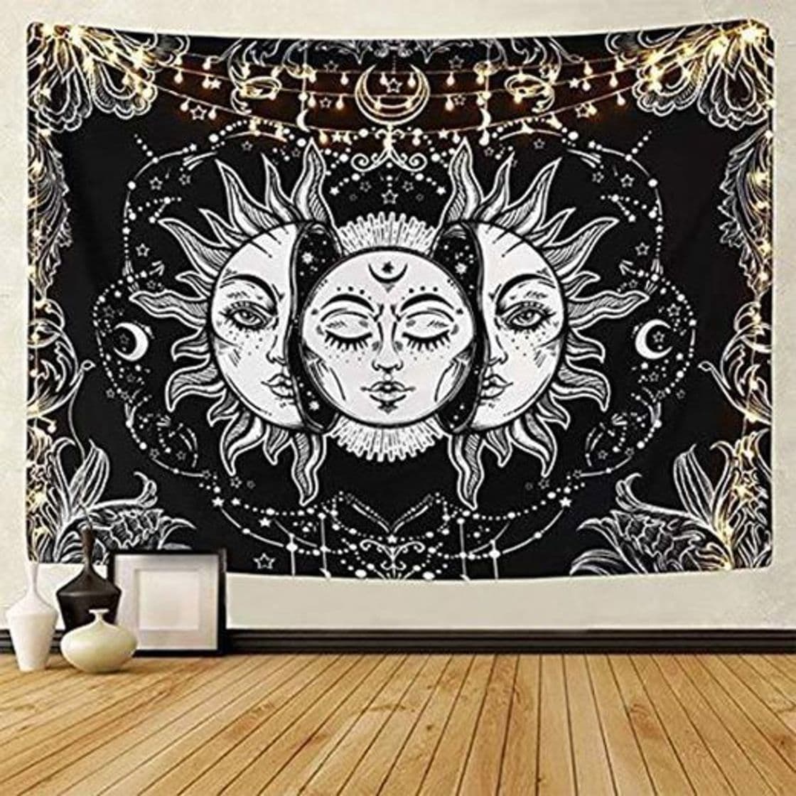 Elemento de la categoría hogar LOMOHOO Tapiz Tarot Sol y Luna Tapiz Psicodélico Colgante de Pared Celeste