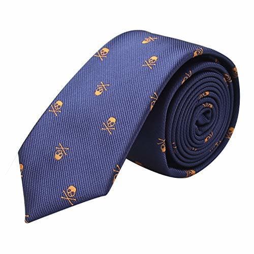 Fashion Alizeal Calavera-Corbata Estrecha para Hombre