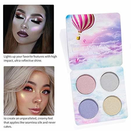 Belleza Polvo Resaltador Presionado Anself 4 Colores Presionado Highlighter Makeup Paleta de Sombras