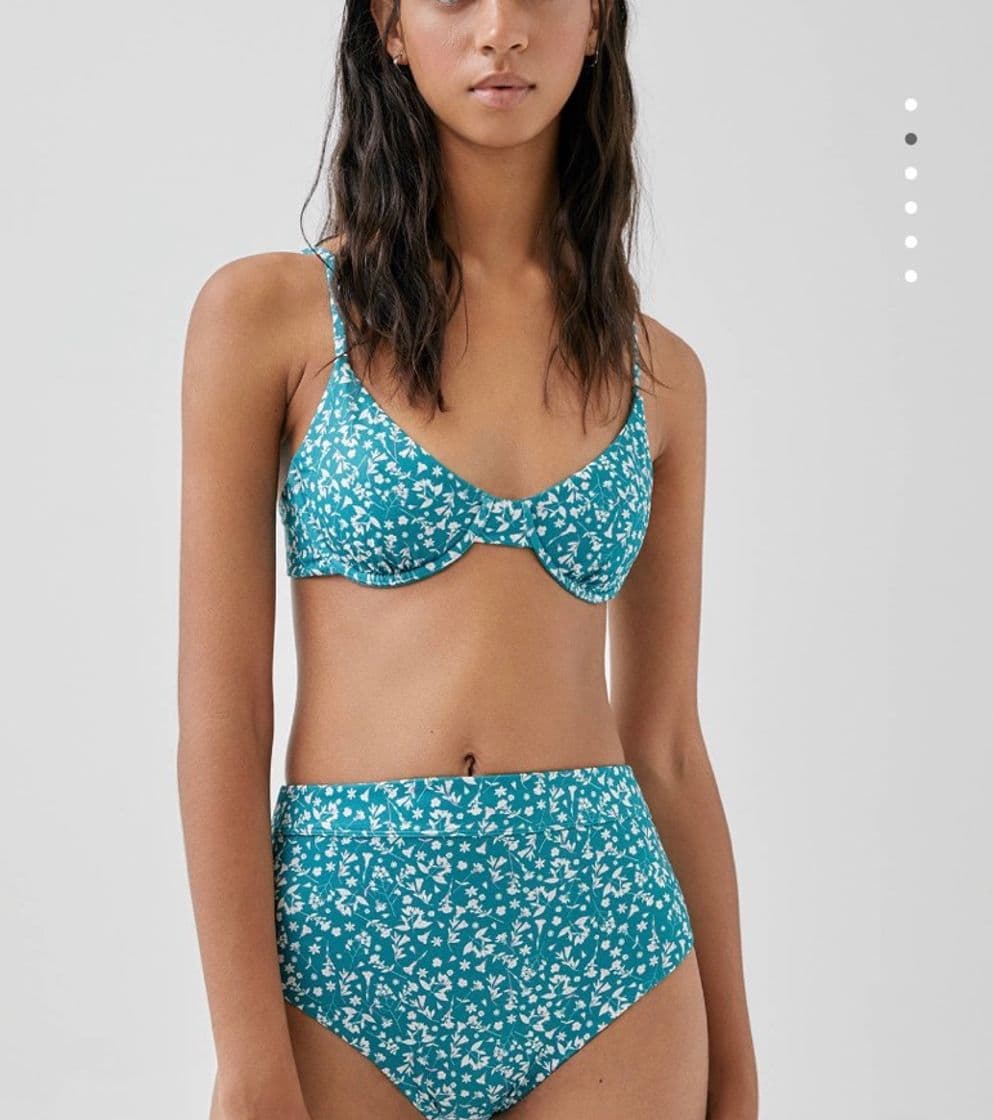 Fashion Top bikini con estampado de flores en color turquesa