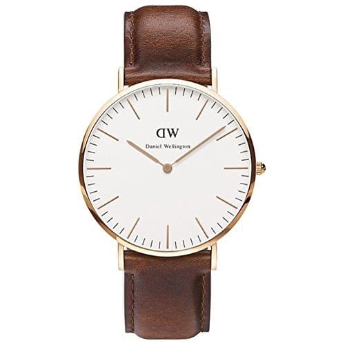 Moda Daniel Wellington 0106DW Reloj Analógico para Hombre de Cuero Marrón