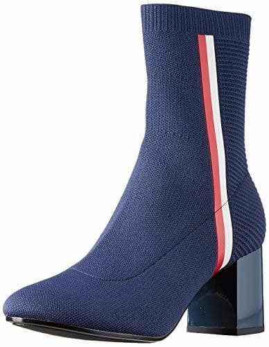 Place Tommy Hilfiger Knitted Heeled Boot, Botines para Mujer, Azul