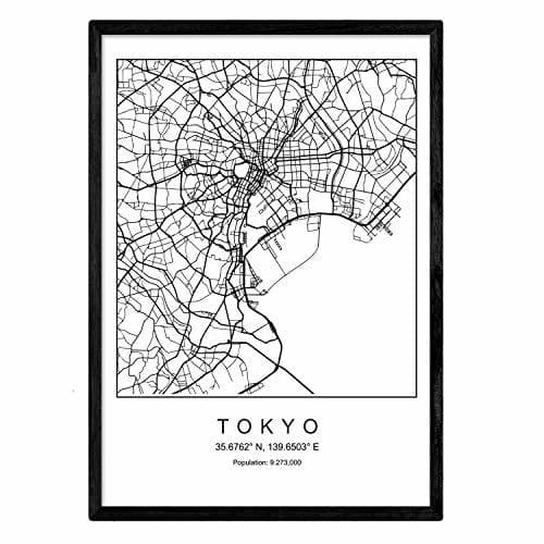 Product Nacnic Lámina Mapa de la Ciudad Tokyo Estilo nordico en Blanco y