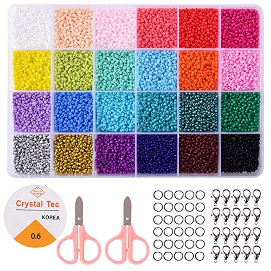 Producto Cuentas de Colores 2 mm Perlas de Vidrio para Hacer Joyas de Pulseras Collares Regalo para Niños 24 Colores Brillantes